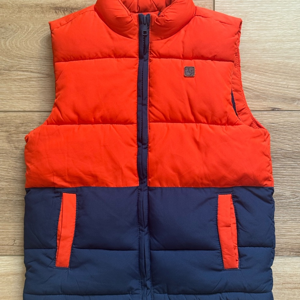 Janie and Jack Boy Navy and Orange Puffer Vest Size 5 to 6